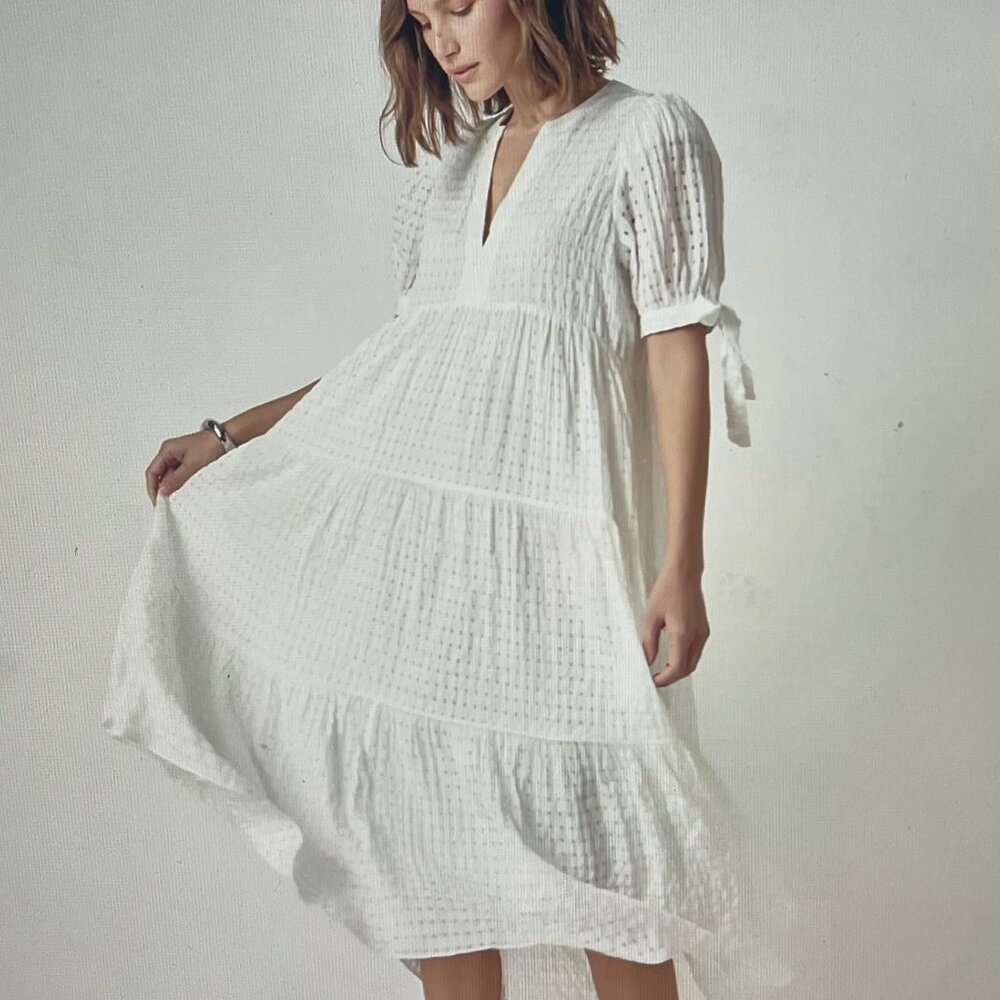 English Factory Gingham Tiered Midi Dress XS